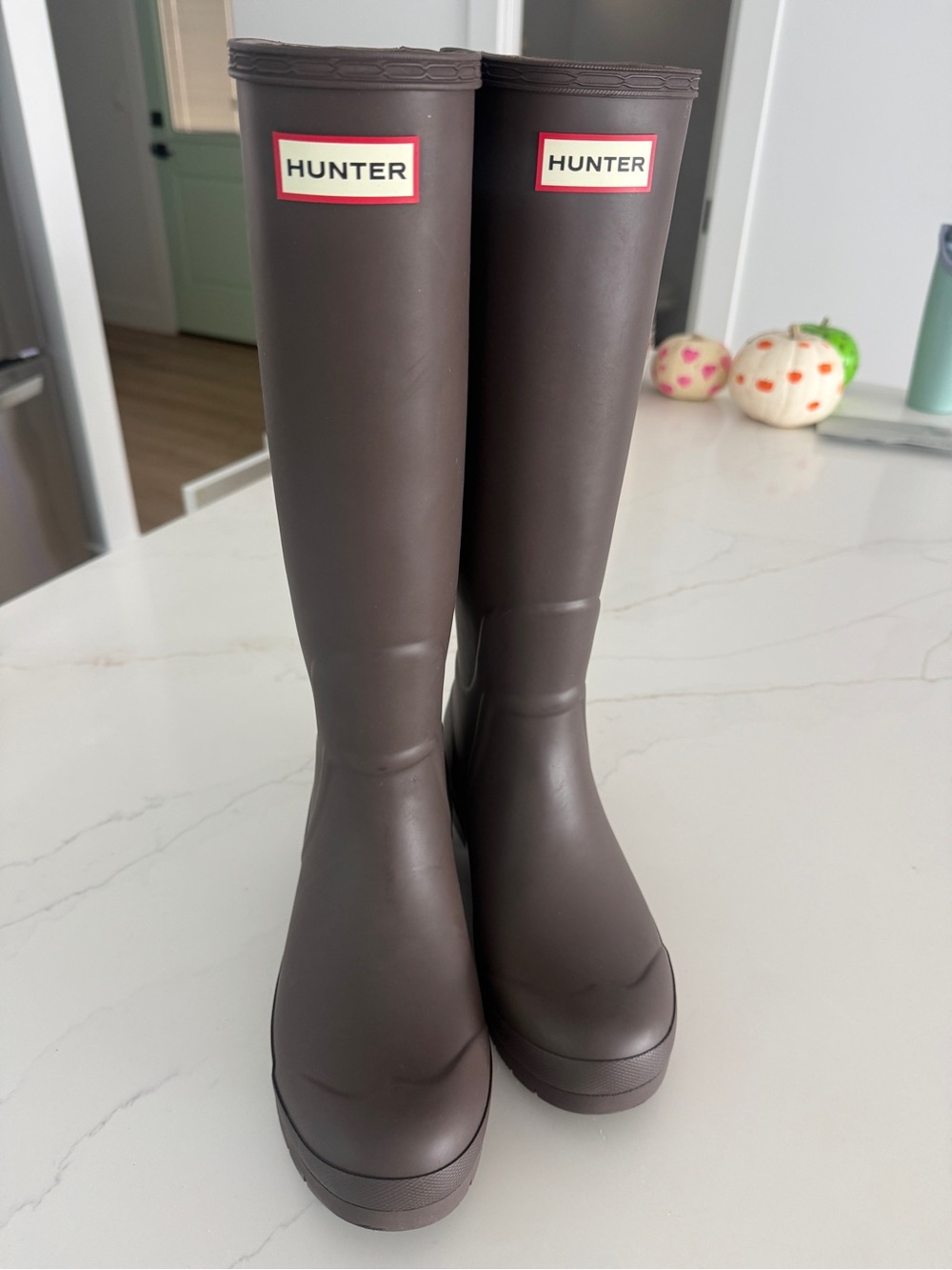 Hunter Tall Rain Boots in Dark Brown - Never Worn
